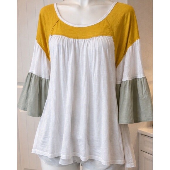 Tops - Women's Peach Love Color Block Boho Tunic Top - Size M
